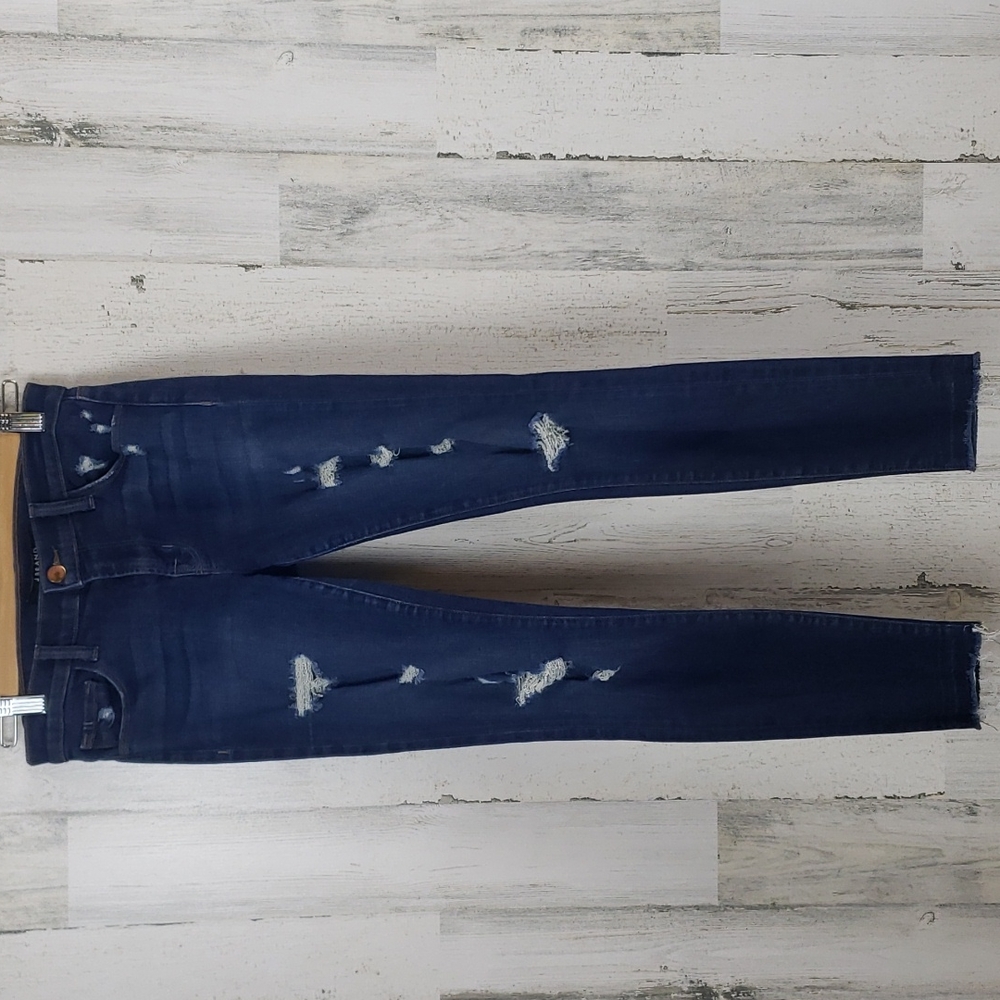 J Brand cropped distressed raw hem denim blue jeans Size 27